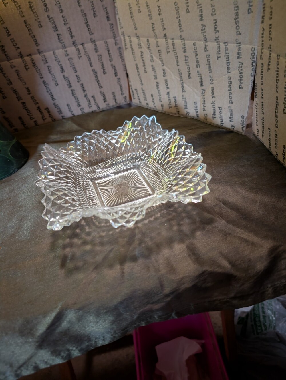 Clear Glass Decorative Dish- Clear Glass Accent